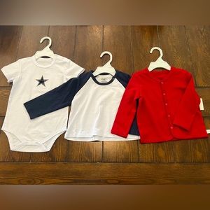 Red and Navy Baby Boy Clothes, Shirt, Cardigan, Snapshirt, Brand New, 6-12mo